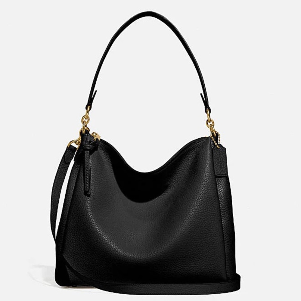 Coach Shay Shoulder Bag Purse Crossbody Black Pebble Leather Large Like New